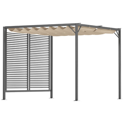 Outsunny 3 x 2.8m Metal Pergola, with Retractable Fabric Roof - Beige 