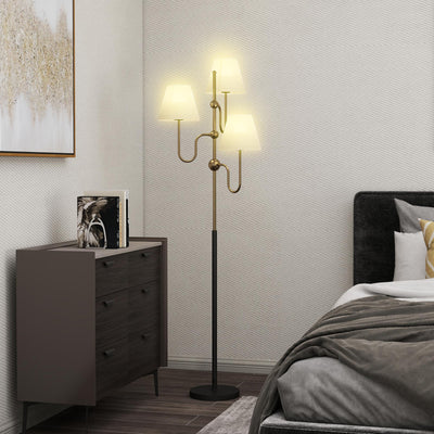 HOMCOM Floor Lamp, 165 cm Tall Standing Lamp with 3 Light and Foot Switch for Living Room, Bedroom, Bedside, Office, E27 Base Without Bulb (40W Max) 