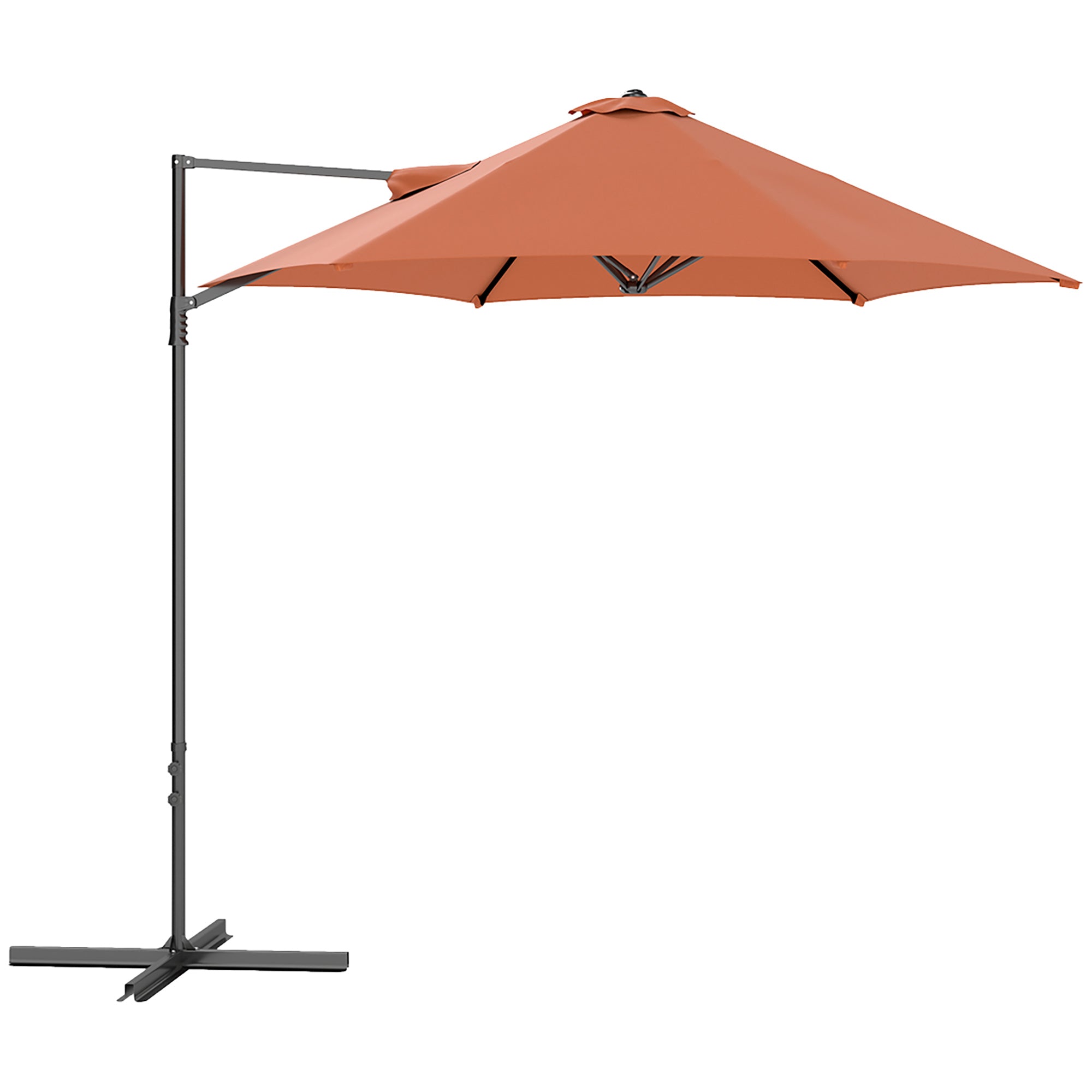 Outsunny 2.5m Rotating Cantilever Parasol - Orange 