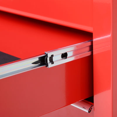DURHAND 5-Drawer Lockable Tool Storage Cabinet with Wheels, Handle, 2 Keys, Steel Home Work DIY Workshop Chest, Garage Equipment Trolley, Red 