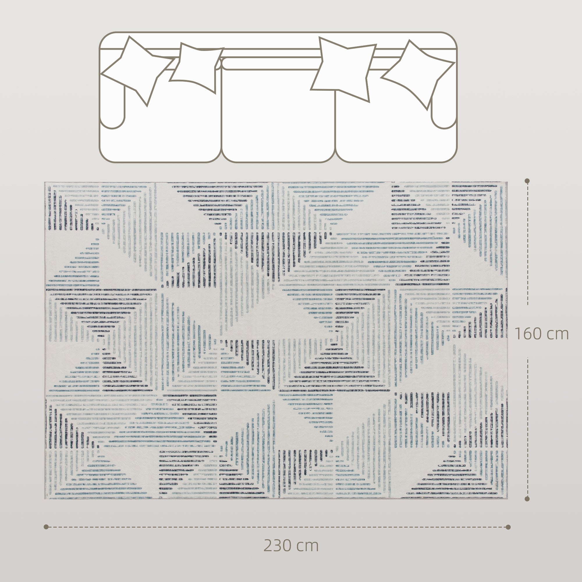 HOMCOM Modern Area Rug, Geometric Pattern Non-Slip Washable Rug, Soft Floor Carpet for Living Room, Bedroom, Dining Room, Home Office, 230 x 160 cm, Multi-Coloured