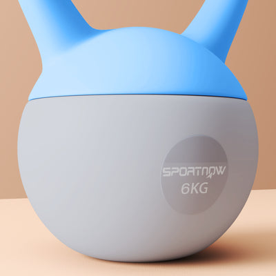 SPORTNOW 6KG Soft Kettlebell, Kettlebell with Non-Slip Handle for Home Gym, Weight Lifting, Strength Training, Light Blue/Grey 