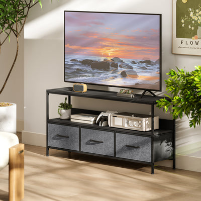 HOMCOM TV Stand Cabinet with 3 Foldable Drawers - Black 