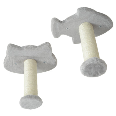 PawHut 4-Piece Cat Wall Shelves with Steps, Ladder, Jumping Platforms, Light Grey 