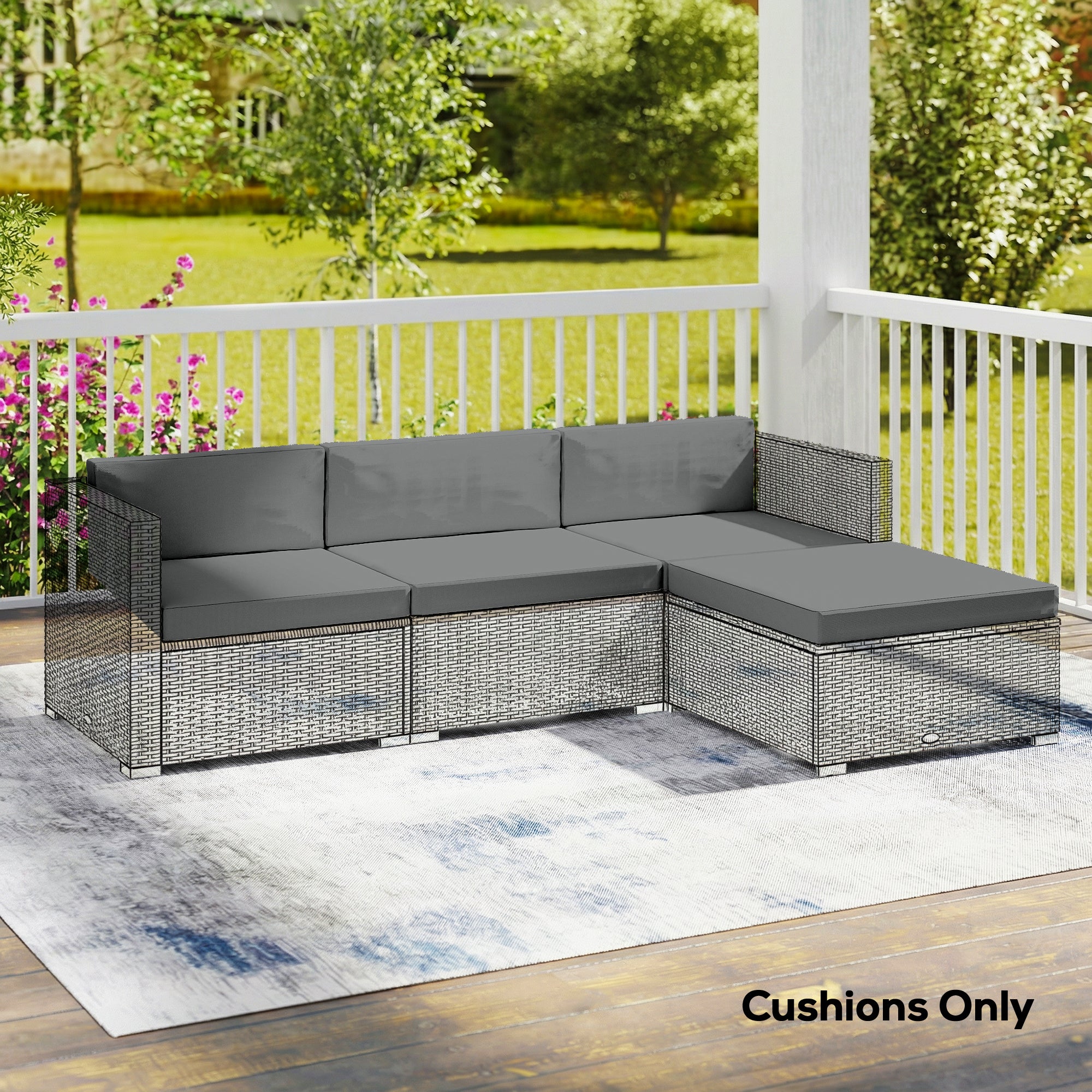 Outsunny 7-Piece Patio Furniture Cushions, Outdoor Loveseat Cushion with Removable Covers for Rattan Furniture, 60x60 cm, Dark Grey 