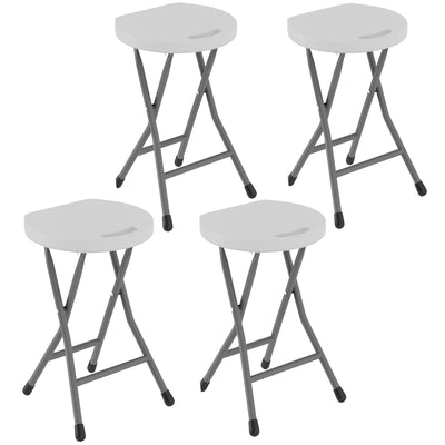 Outsunny Set of Four Folding Carry Stools - White 