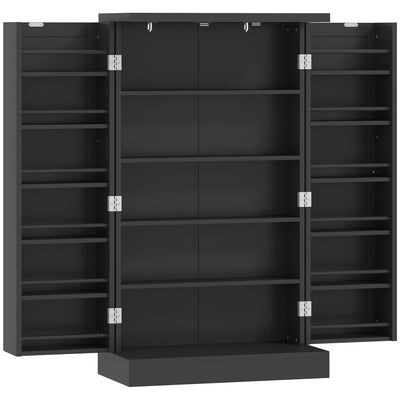 HOMCOM Kitchen Cupboard, Freestanding Multi-Storage Kitchen Pantry Cabinet with Adjustable Shelves, Black 