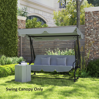 Outsunny Garden Swing Canopy Replacement 3 Seater, Waterproof Garden Swing Seat Canopy Cover, Windproof Anti-UV Sun Shade (Canopy Only) for Patio, Balcony, Dark Grey 