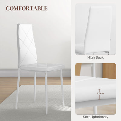 HOMCOM Set of 6 Faux Leather Dining Chairs - White 