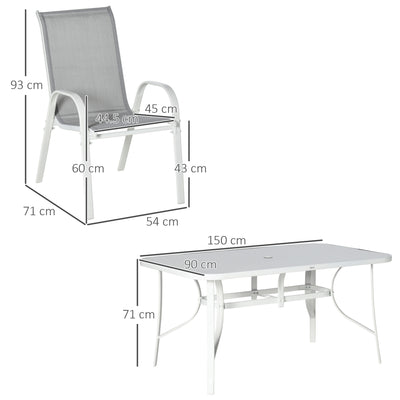 Outsunny Seven-Piece Outdoor Dining Set - Grey 