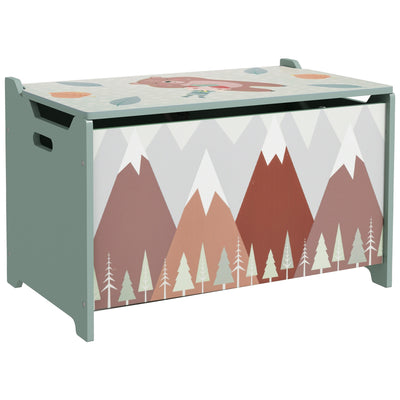 ZONEKIZ Toy Box, Kids Storage Chest, with Lid, Safety Hinge - Green 