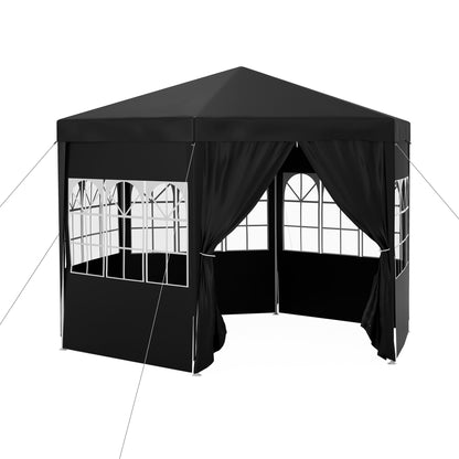 Outsunny 4 m Party Tent Wedding Gazebo Outdoor Waterproof PE Canopy Shade with 6 Removable Side Walls 