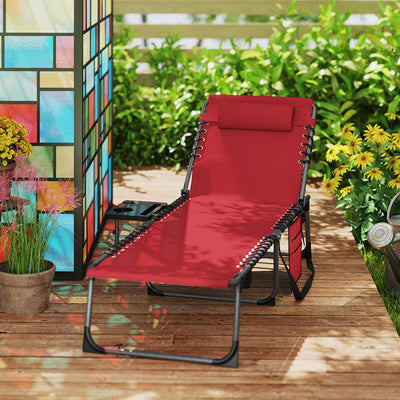 Outsunny Five-Position Reclining Sun Lounger - Red 
