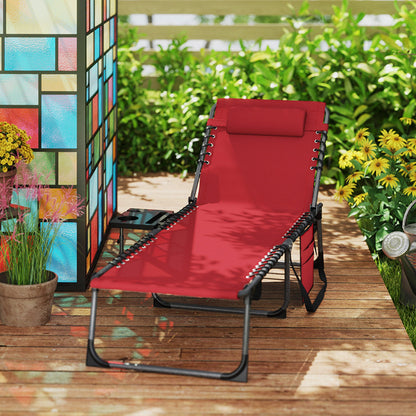 Outsunny Five-Position Reclining Sun Lounger - Red 