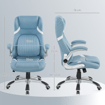 Vinsetto Linen-Look Office Chair, with Adjustable Height and Tension - Blue 