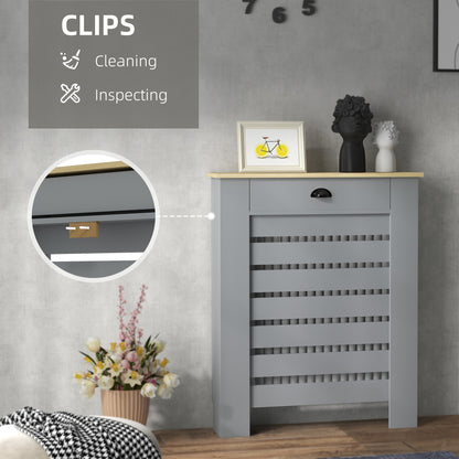 HOMCOM 95.5H x 78Wcm Radiator Cover, with Drawer - Grey 