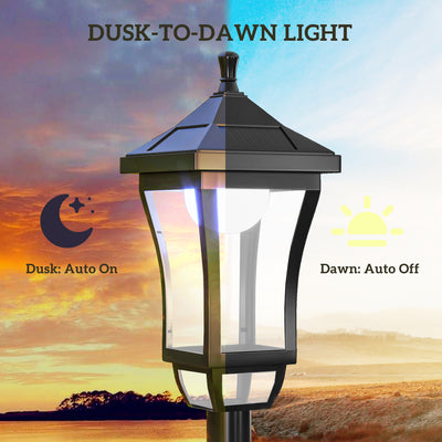 Outsunny 1.3 m Garden Lamp Post Light, LED Outdoor Solar Post Lights, Waterproof IP44 for Patio, Garden, Pathway, Cool White 