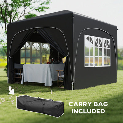 Outsunny 3 x 3m Pop-Up Gazebo Shelter, with Accessories - Black 