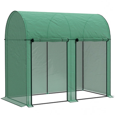 Outsunny 200 x 100cm Walk-In Greenhouse, with Zipped Doors - Green 
