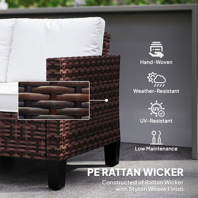 Outsunny Two-Seater Rattan Outdoor Sofa - Brown 