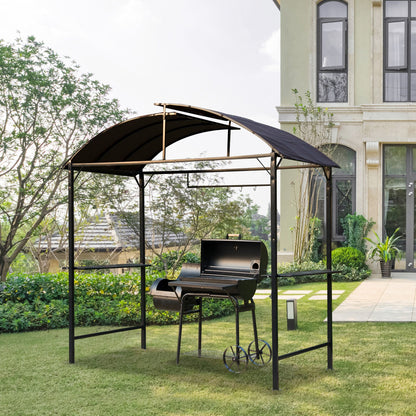 Outsunny Metal Smoking Gazebo Marquee Garden Patio BBQ Tent Grill Canopy Awning Shelter - Coffee 