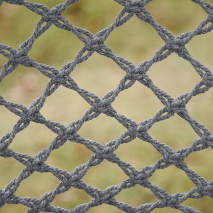 Outsunny Outdoor Cotton-Polyester Blend Macrame Hanging Rope Chair with Cushion, Portable Garden Chair with Fringe Tassels for Patio, Deck, Tree, Grey 