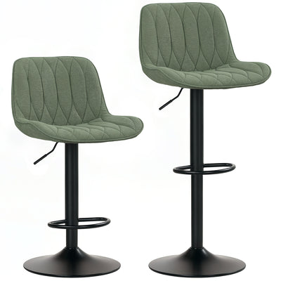 HOMCOM Set of Two Linen-Look Bar Stools - Green 