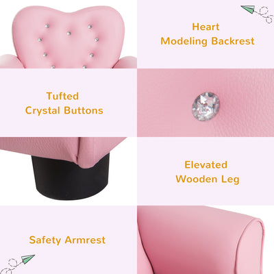 HOMCOM Kids Armchair Toddler Chair Seating Relax Playroom Seater Girl Princess Pink 