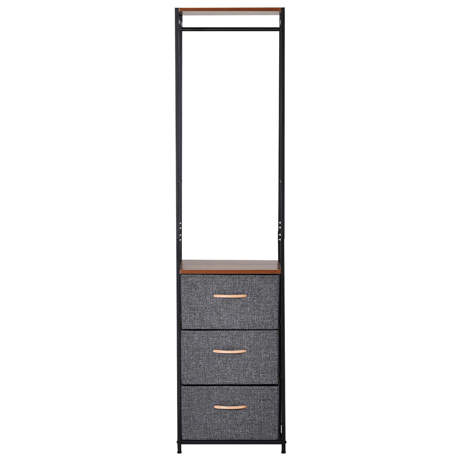 HOMCOM Coat Rack with 3 Drawers Storage Rack with Steel Frame for Bedroom Hallway Home Furniture Grey 