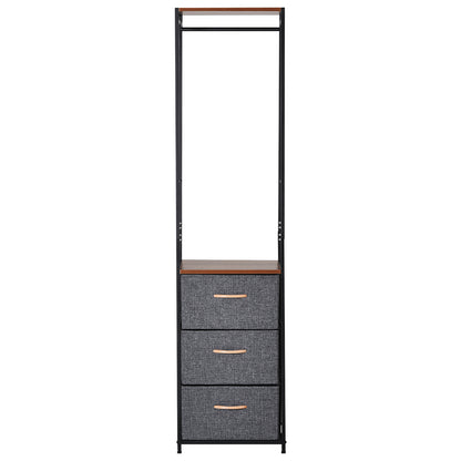 HOMCOM Coat Rack with 3 Drawers Storage Rack with Steel Frame for Bedroom Hallway Home Furniture Grey 