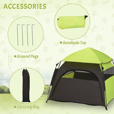 PawHut Foldable Dog Cat Tent with Water-Resistant Oxford, Carry Bag for Extra Large Dog, Green 
