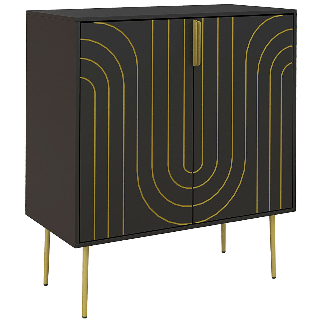 HOMCOM Art Deco Inspired Sideboard, with Adjustable Shelf - Black/Gold Tone 