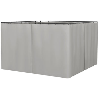 Outsunny Replacement Gazebo Curtains, 4-Panel Gazebo Side Panels Only, for 3 x 3 (M) Gazebos or Pergolas, Hooks/C-Rings Included, Light Grey 