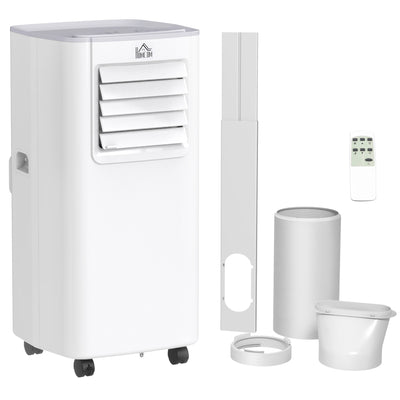 HOMCOM 5000 BTU Portable Air Conditioner, 4-in-1 Air Conditioning Unit, Dehumidifier, Cooling Fan with Remote Control, 2 Speeds, 24H Timer, Window Venting Kit, 12m², R290, A Energy Efficiency 