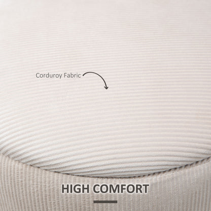 HOMCOM Modern Storage Ottoman with Removable Lid, Fabric Storage Stool, Foot Stool, Dressing Table Stool Side Table, Set of 2, Cream White