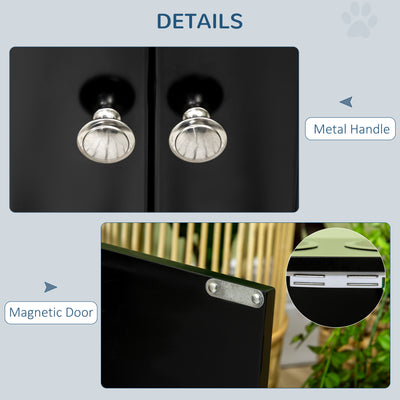 PawHut Raised Pet Feeder, with Two Bowls, Storage - Black 