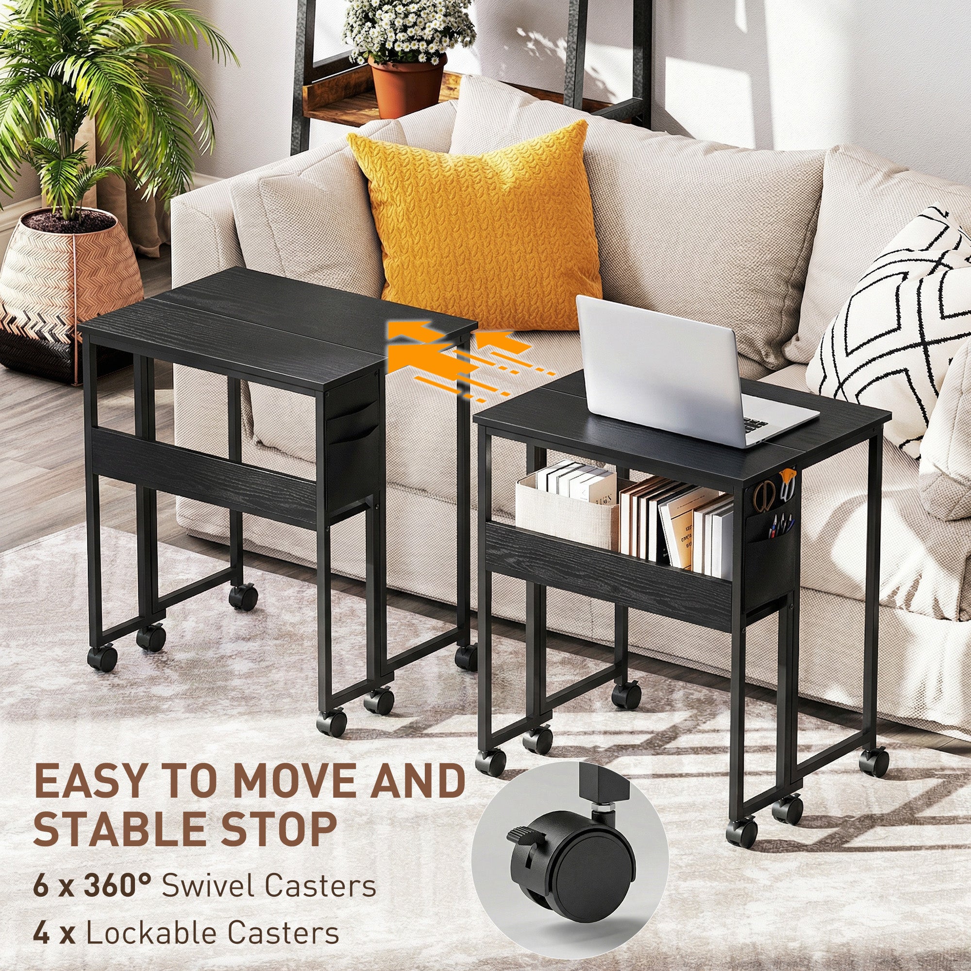 HOMCOM 63 cm Drop Leaf Writing Work Desk - Black 