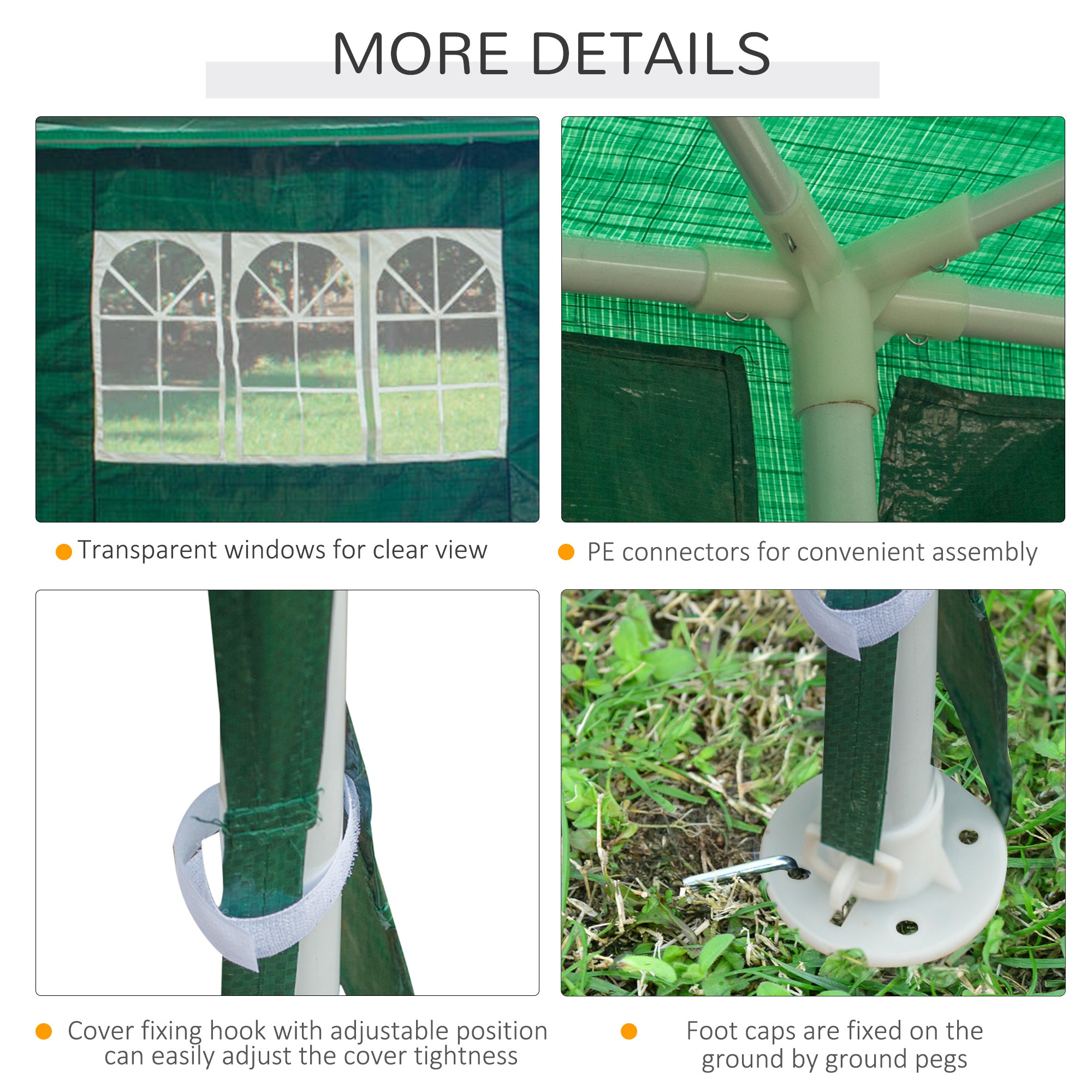 Outsunny Garden Gazebo Marquee Party Wedding Tent Canopy (9m x 3m) - Green 