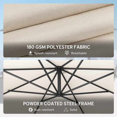 Outsunny 3 m Overhanging Cantilever Parasol, with Cross Base - Cream White 