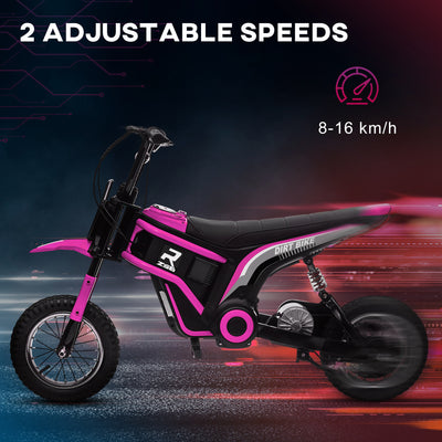 HOMCOM 24V Electric Motorbike with Twist Grip Throttle, Music, Horn, 12" Pneumatic Tyres, 16km/h Max Speed - Pink 
