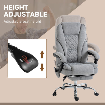 Vinsetto Massage Office Chair, Heated Reclining Computer Chair with Adjustable Height and Footrest, Grey 