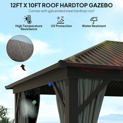 Outsunny 3.6 x 3(m) Aluminium Frame Hardtop Gazebo, with Accessories 