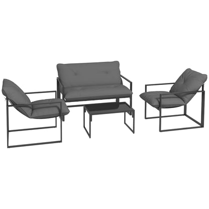 Outsunny Four-Piece Relaxed Back Garden Dining Set - Black/Grey 