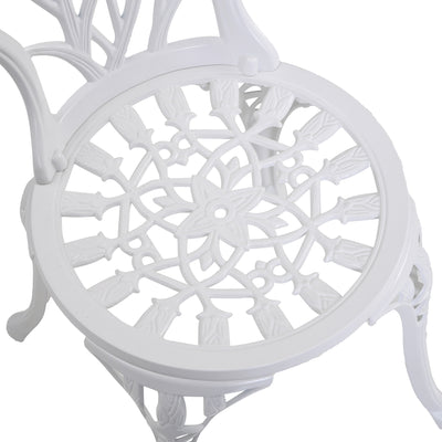 Outsunny 3 Piece Patio Bistro Set for 2, Outdoor Aluminium Garden Table and Chairs with Umbrella Hole for Balcony, White 