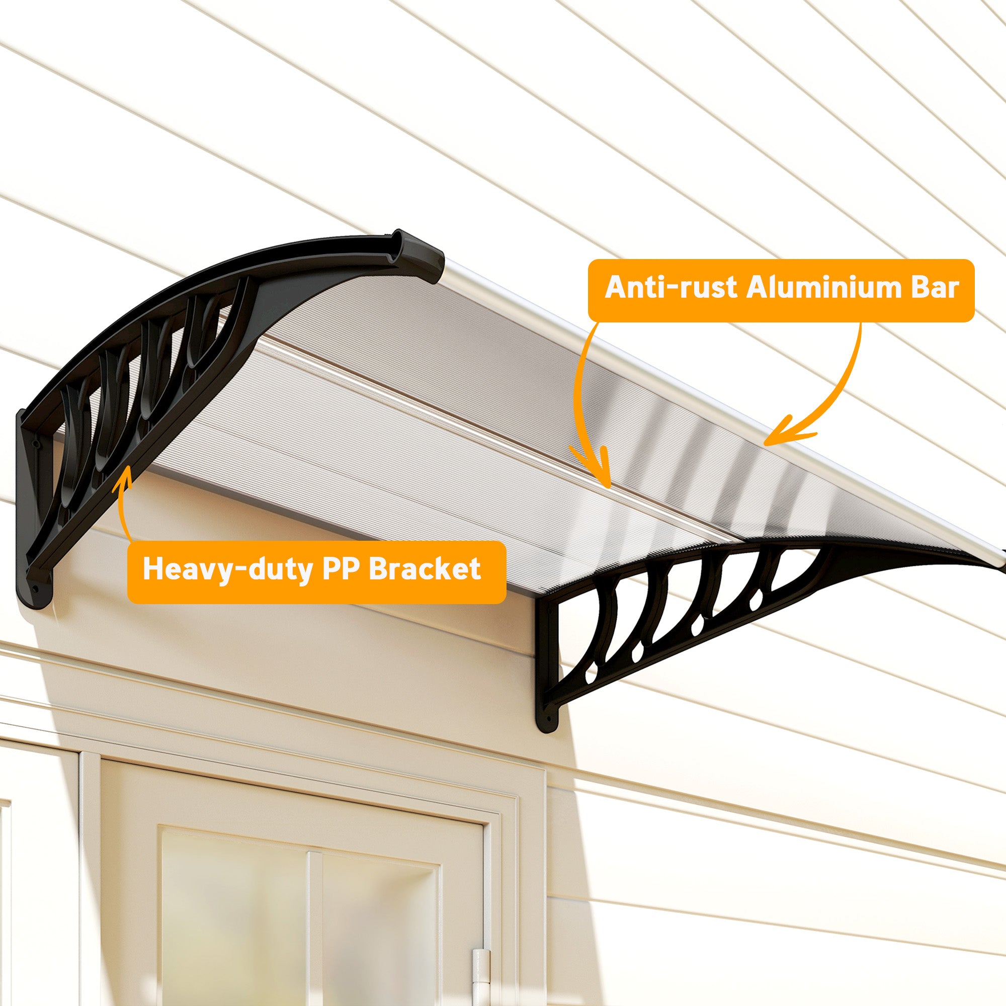 Outsunny Front Door Canopy, Outdoor Awning, Rain Shelter for Window, Porch and Front/Back Door, 103 x 96.5 cm, Clear 