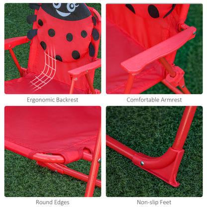 Outsunny Kids Outdoor Table and Chairs Garden Furniture Ladybird Pattern with Removable & Height Adjustable Sun Umbrella, Red 