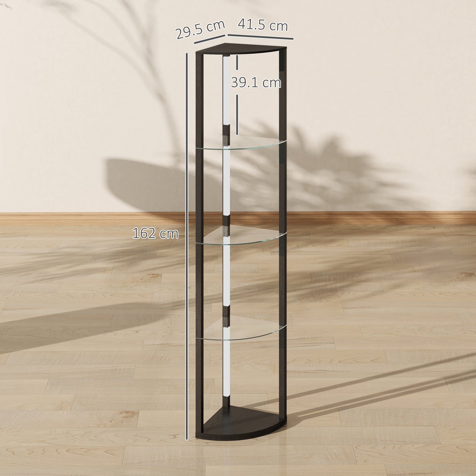 HOMCOM LED Floor Lamp with Shelves, Dimmable Standing Lamp with Foot Switch for Living Room, Bedroom, Black 