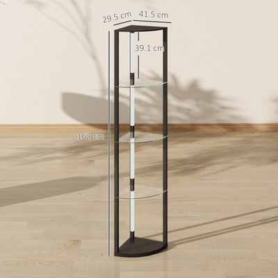 HOMCOM LED Floor Lamp with Shelves, Dimmable Standing Lamp with Foot Switch for Living Room, Bedroom, Black 