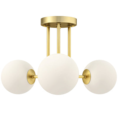 HOMCOM LED Ceiling Light with Globe Shades, Modern 3-Light Ceiling Light with G9 Sockets for Living Room, Bedroom, Dining Room, Bulbs Not Included, Gold Tone 