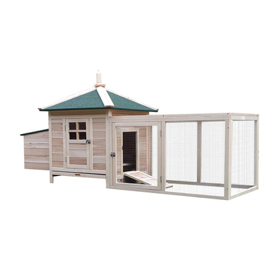 PawHut Chicken Coop Small Animal Pet Cage w/ Nesting Box Outdoor Run Backyard Wooden 
